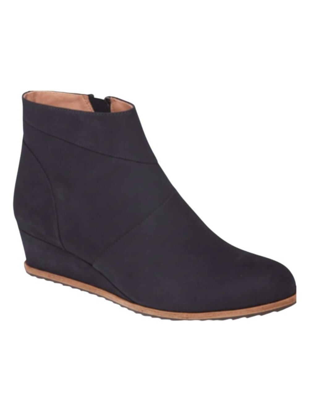 Linea Paolo Black Ankle Boots Yuri Booties Wedge Nubuck Leather Size 7M